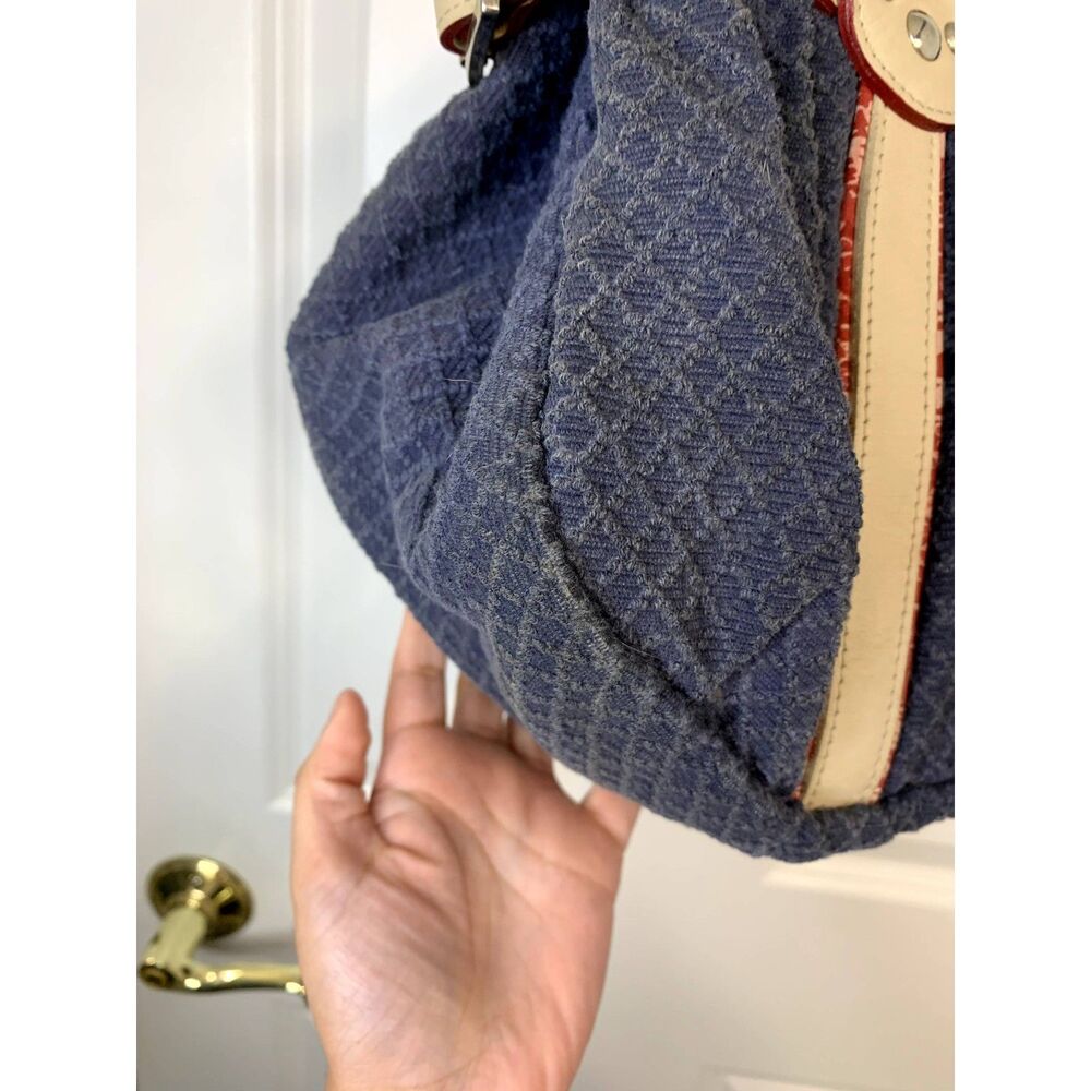 Longchamp RARE Idole Canvas Fabric and Leather Blue Floral Satchel Shoulder Bag - Picture 14 of 14